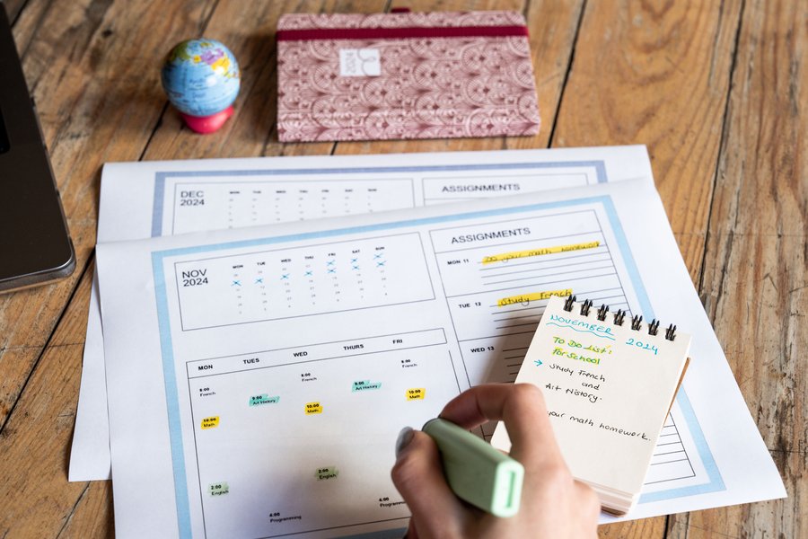 Organized task list and planner for daily productivity